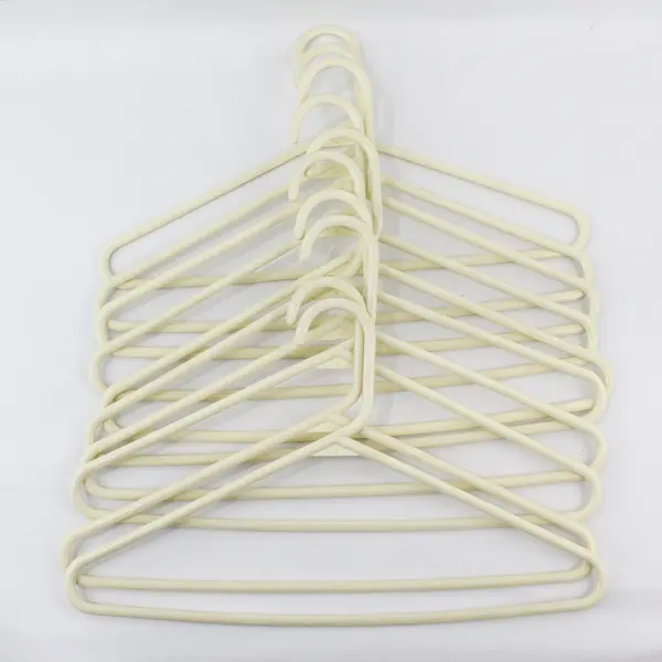 Lot of 10 Mixed Off-White/Yellow Plastic Clothes Hangers Closet Organization