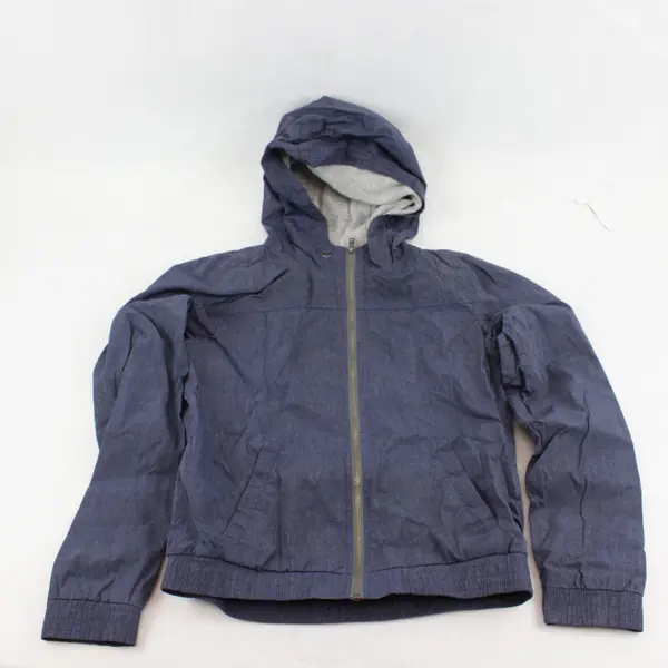 Zine Womens Windbreaker Hooded Raincoat Jacket Full Zip Blue Size M