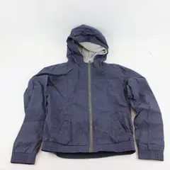 Zine Womens Windbreaker Hooded Raincoat Jacket Full Zip Blue Size M