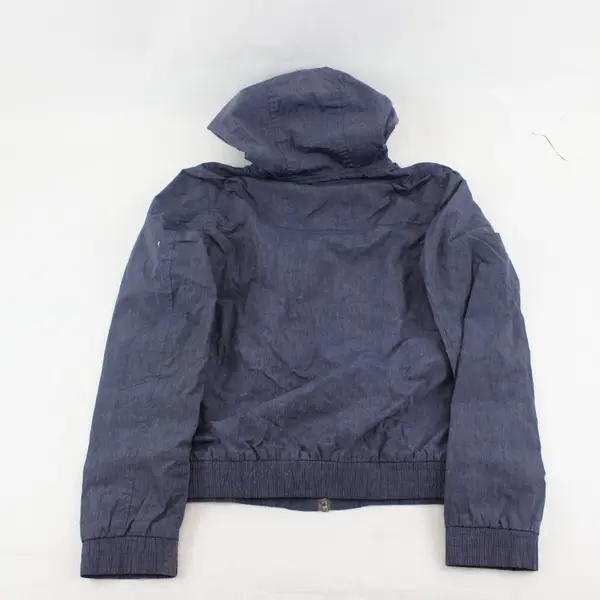 Zine Womens Windbreaker Hooded Raincoat Jacket Full Zip Blue Size M