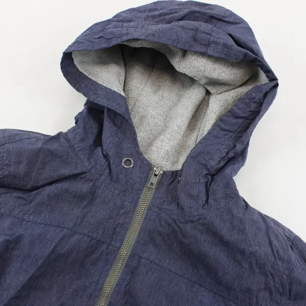 Zine Womens Windbreaker Hooded Raincoat Jacket Full Zip Blue Size M