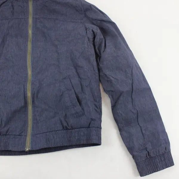 Zine Womens Windbreaker Hooded Raincoat Jacket Full Zip Blue Size M