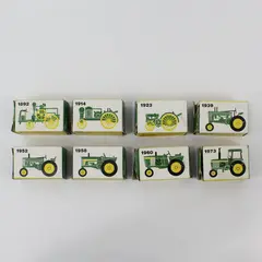 Lot of 8 John Deere Ertl Miniature Die Cast Toy Tractors 1892–1973 