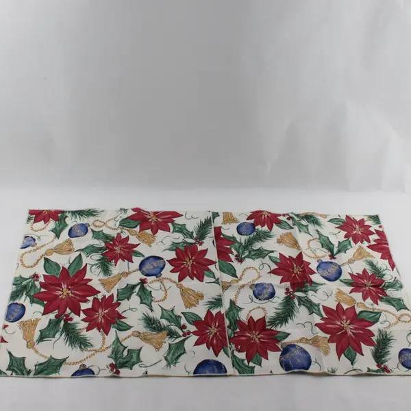 Set of 2 Christmas Poinsettia Print Cloth Napkins