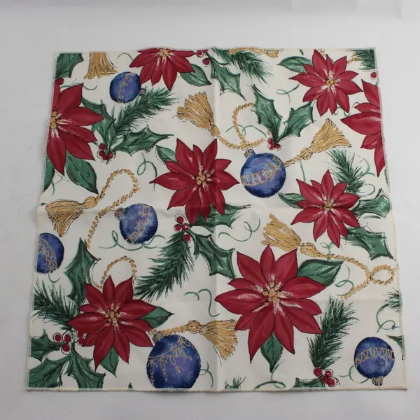 Set of 2 Christmas Poinsettia Print Cloth Napkins