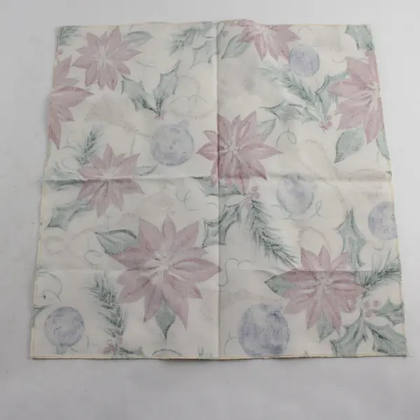 Set of 2 Christmas Poinsettia Print Cloth Napkins