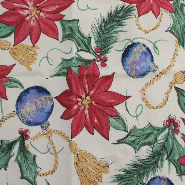 Set of 2 Christmas Poinsettia Print Cloth Napkins