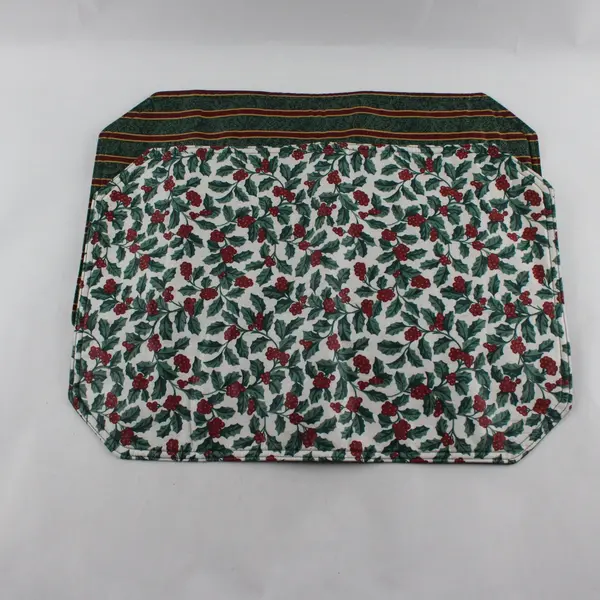Set of 2 Handmade Reversible Christmas Placemats 18"