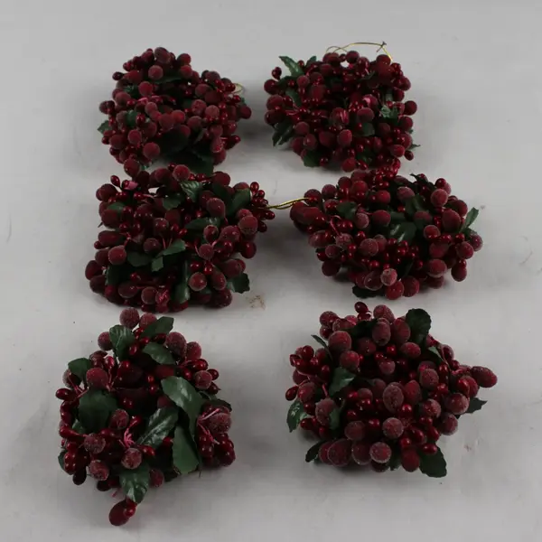 Lot of 6 Frosted Holly Wreath Christmas Ornaments FLAWED