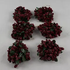 Lot of 6 Frosted Holly Wreath Christmas Ornaments FLAWED