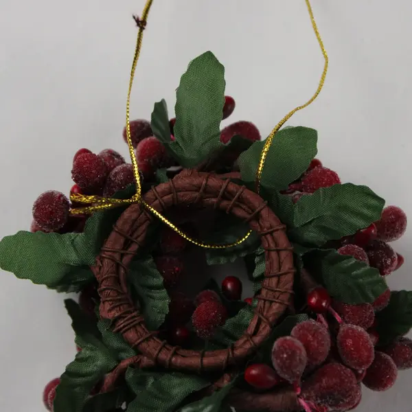 Lot of 6 Frosted Holly Wreath Christmas Ornaments FLAWED