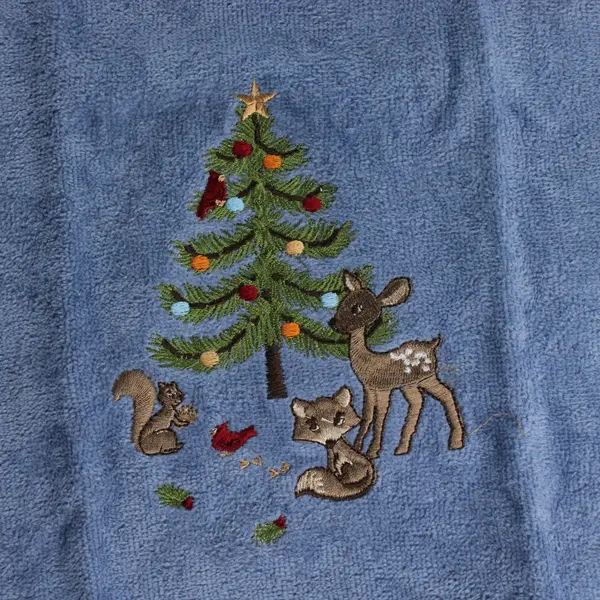 Set of 2 St. Nicholas Square Embroidered Blue Christmas Kitchen Towels