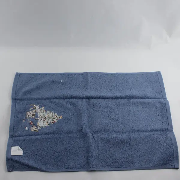 Set of 2 St. Nicholas Square Embroidered Blue Christmas Kitchen Towels