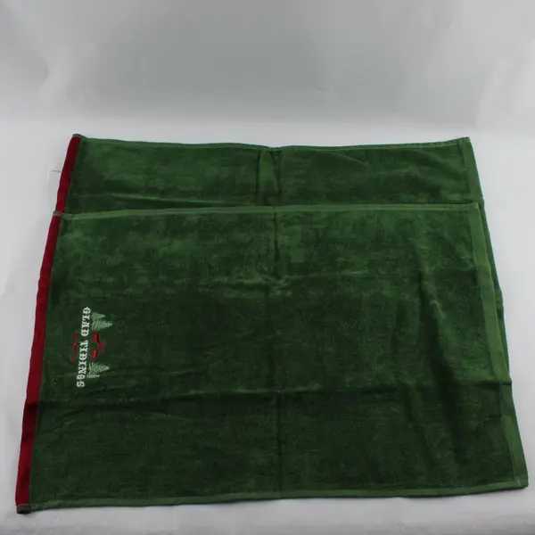 Set of 2 St. Nicholas Square Glad Tidings Embroidered Green Kitchen Towels