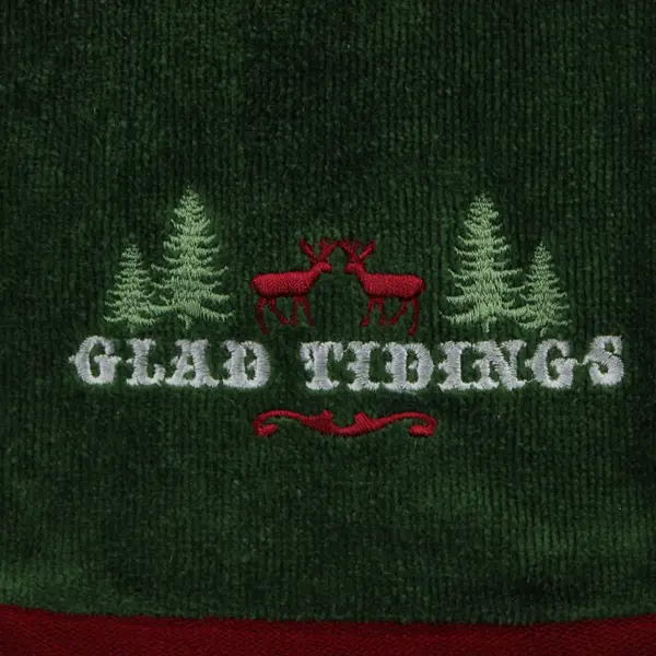 Set of 2 St. Nicholas Square Glad Tidings Embroidered Green Kitchen Towels