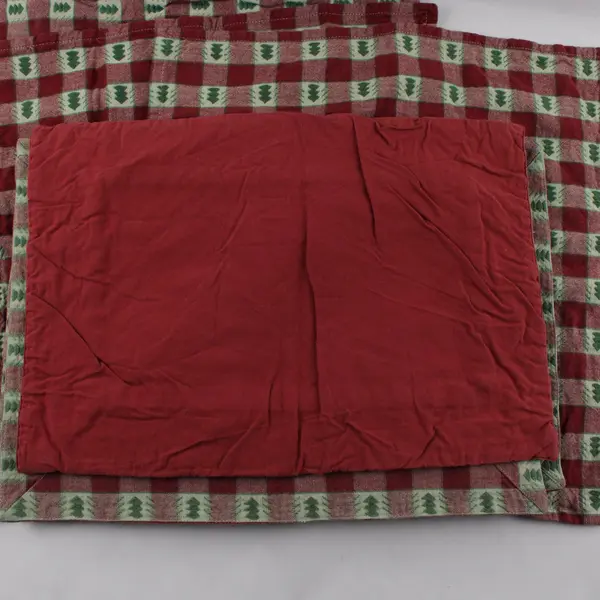 Vintage Christmas 8-Pc Placemat Napkin Set Red Green Gingham Stained