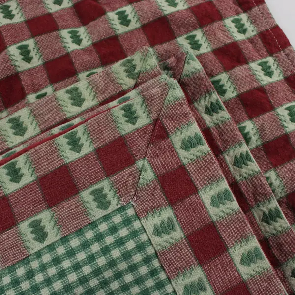 Vintage Christmas 8-Pc Placemat Napkin Set Red Green Gingham Stained