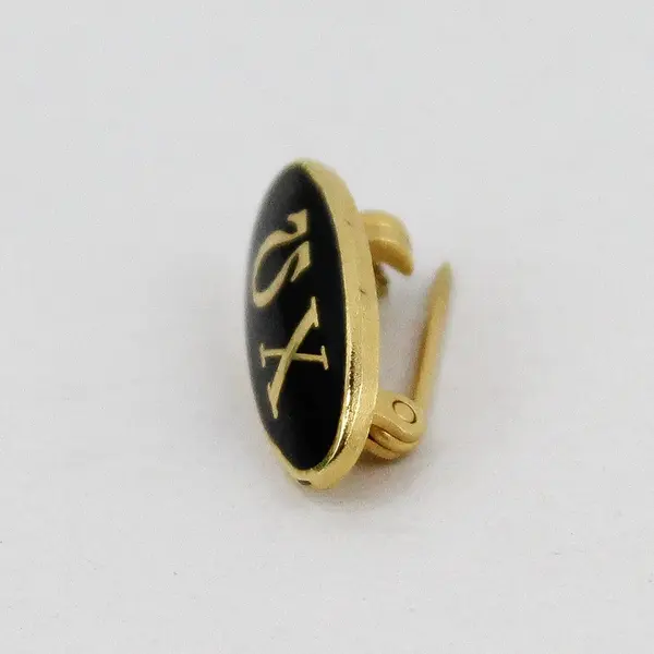Chi Omega Sorority Pledge Black Enamel Gold-Tone Lapel Pin
