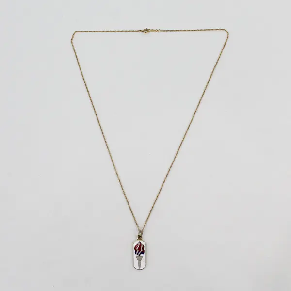 LDS Church Enamel Pendant Necklace 20in 14K Gold Filled