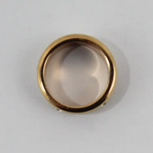 Gold Tone Ring With A Silver Tone Center Band With Rhinestones Size 5.75