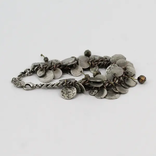 Vintage Rustic Disk Silver-Tone Bracelet 8"