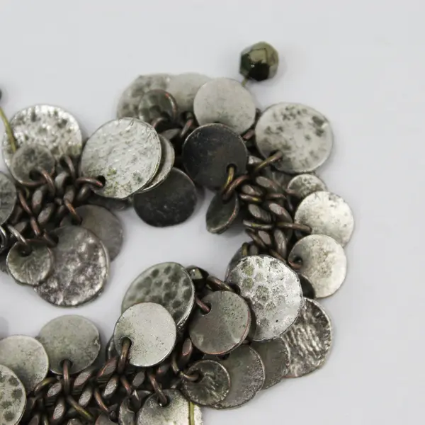 Vintage Rustic Disk Silver-Tone Bracelet 8"