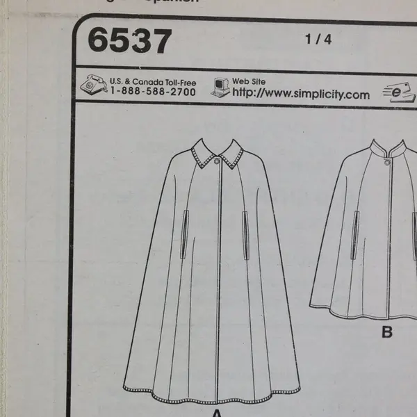 2005 New Look Pattern 6537 Cape and Capelet Women's Size A XS-XL UNCUT