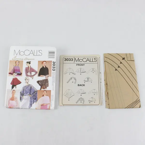 2000 McCall's Pattern 3033 Cape Shrug Shawl All Sizes UNCUT