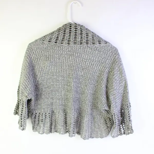 Forever 21 Gray Open-Front Bell Sleeve Knit Shrug Women's Small