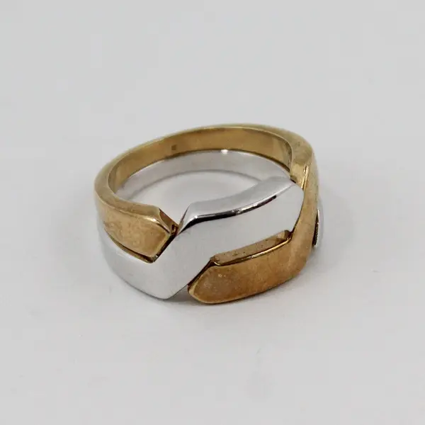 Interlocking Gold And Silver Tone Rings Size 6
