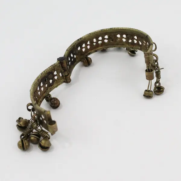 Vintage Brass Bell Hinged Boho Ethnic Bracelet FLAWED