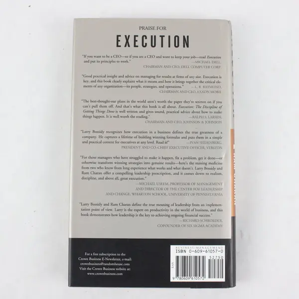 Execution The Discipline of Getting Things Done Hardcover Bossidy Charan