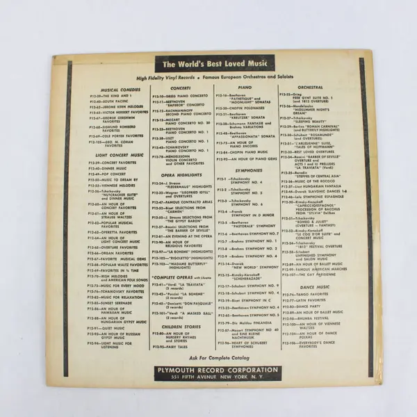  Everybody's Dance Favorites Plymouth Dance Orchestra 12" Vinyl Record