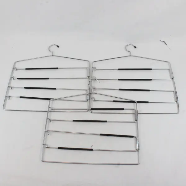 Lot of 3 4-Tier Pant Skirt Hangers Chrome Metal Space Saving Closet