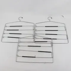 Lot of 3 4-Tier Pant Skirt Hangers Chrome Metal Space Saving Closet