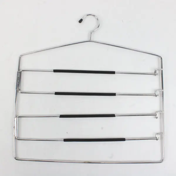 Lot of 3 4-Tier Pant Skirt Hangers Chrome Metal Space Saving Closet