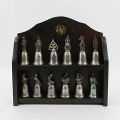 Reed & Barton Twelve Days of Christmas Silver Plated Bell Set W /Display