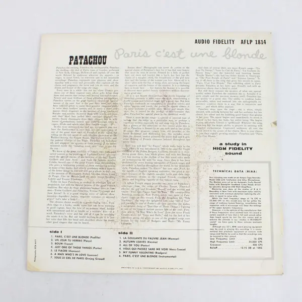 Patachou Paris C'Est Une Blonde 12" Vinyl Record