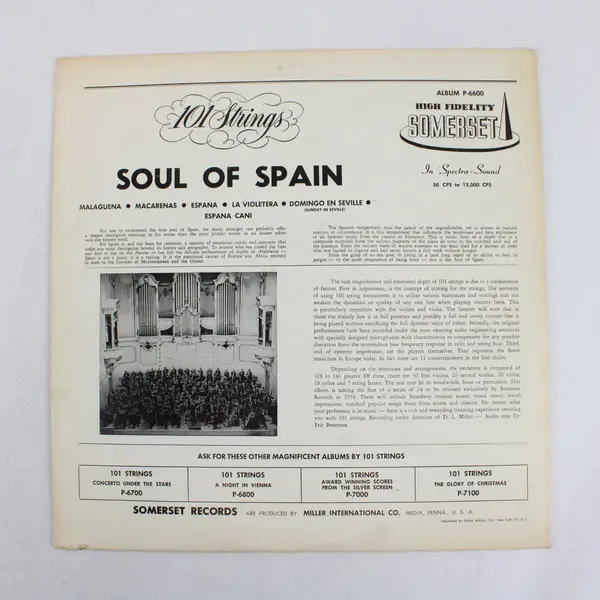 101 Strings The Soul of Spain  12" Vinyl Record 