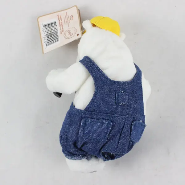 Coca-Cola 1990s Bean Bag Plush Polar Bear Carpenter 6in