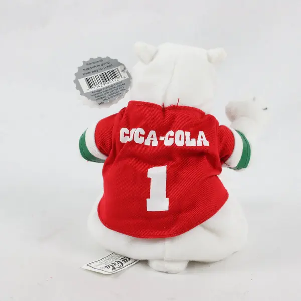 Vintage 1999 Collectible Coca Cola Bean Bag Plush Polar Bear in Jersey  #0262