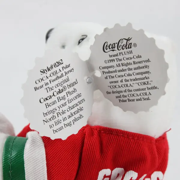 Vintage 1999 Collectible Coca Cola Bean Bag Plush Polar Bear in Jersey  #0262