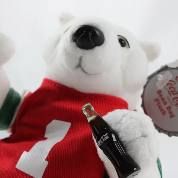 Vintage 1999 Collectible Coca Cola Bean Bag Plush Polar Bear in Jersey  #0262
