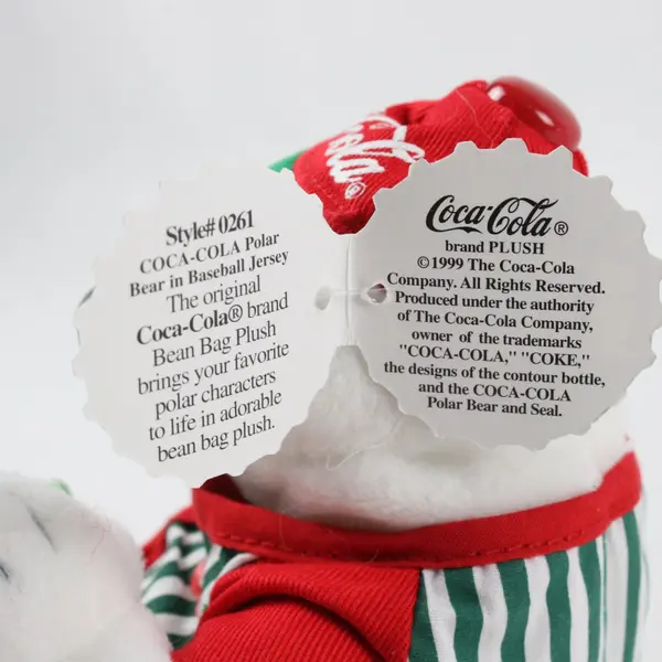 1999 Vintage Coca-Cola Coke Polar Bear Baseball Jersey Bean Bag Plush #0261