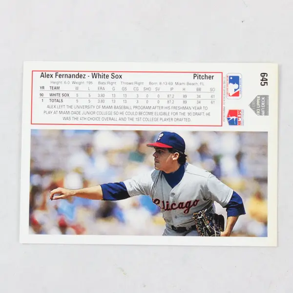 Lot of 6 1991 Upper Deck #645 Alex Fernandez Rookie Chicago White Sox NM