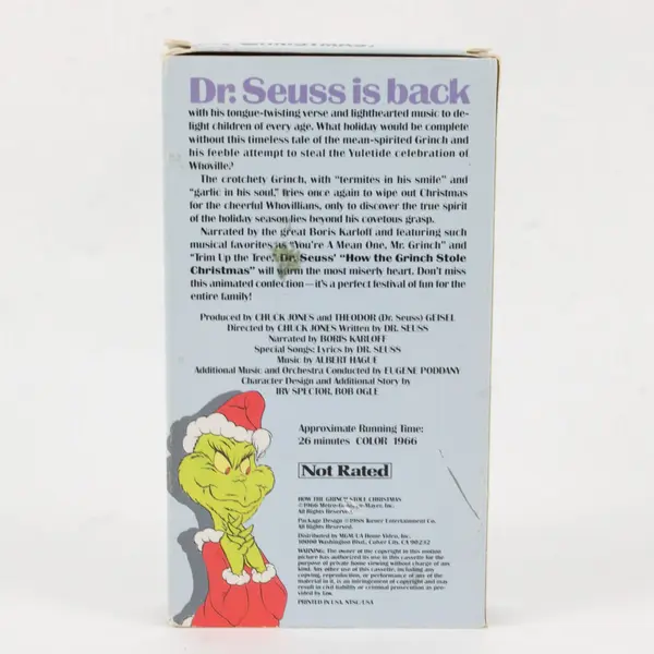 Dr. Seuss' How the Grinch Stole Christmas (VHS, 1990) Narrated by Boris Karloff