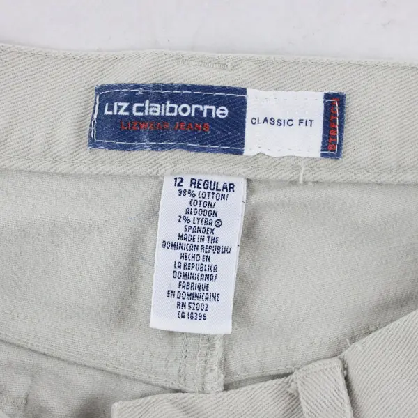 Liz Claiborne Jeans Womens 12 Beige Classic Fit Cotton Blend