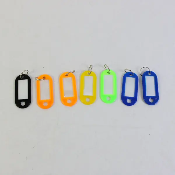 Lot of 7 Plastic Key Tags Metal Split Ring Luggage Name Label Keychains