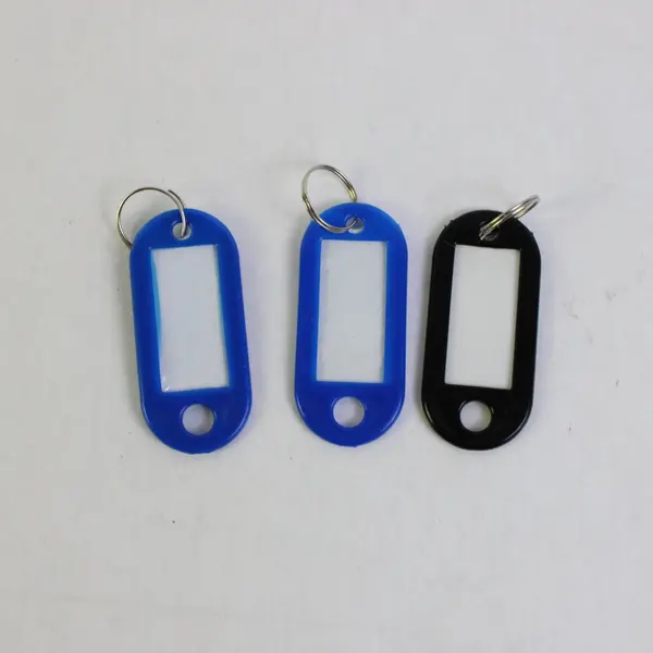 Lot of 7 Plastic Key Tags Metal Split Ring Luggage Name Label Keychains
