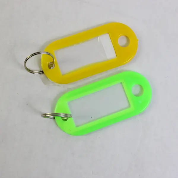 Lot of 7 Plastic Key Tags Metal Split Ring Luggage Name Label Keychains